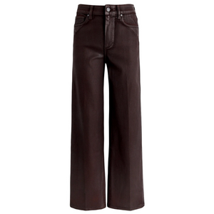 PAIGE Women's Sasha Chicory Coffee Brown Luxe Coating Wide Leg Jeans -Sz 30, NWT